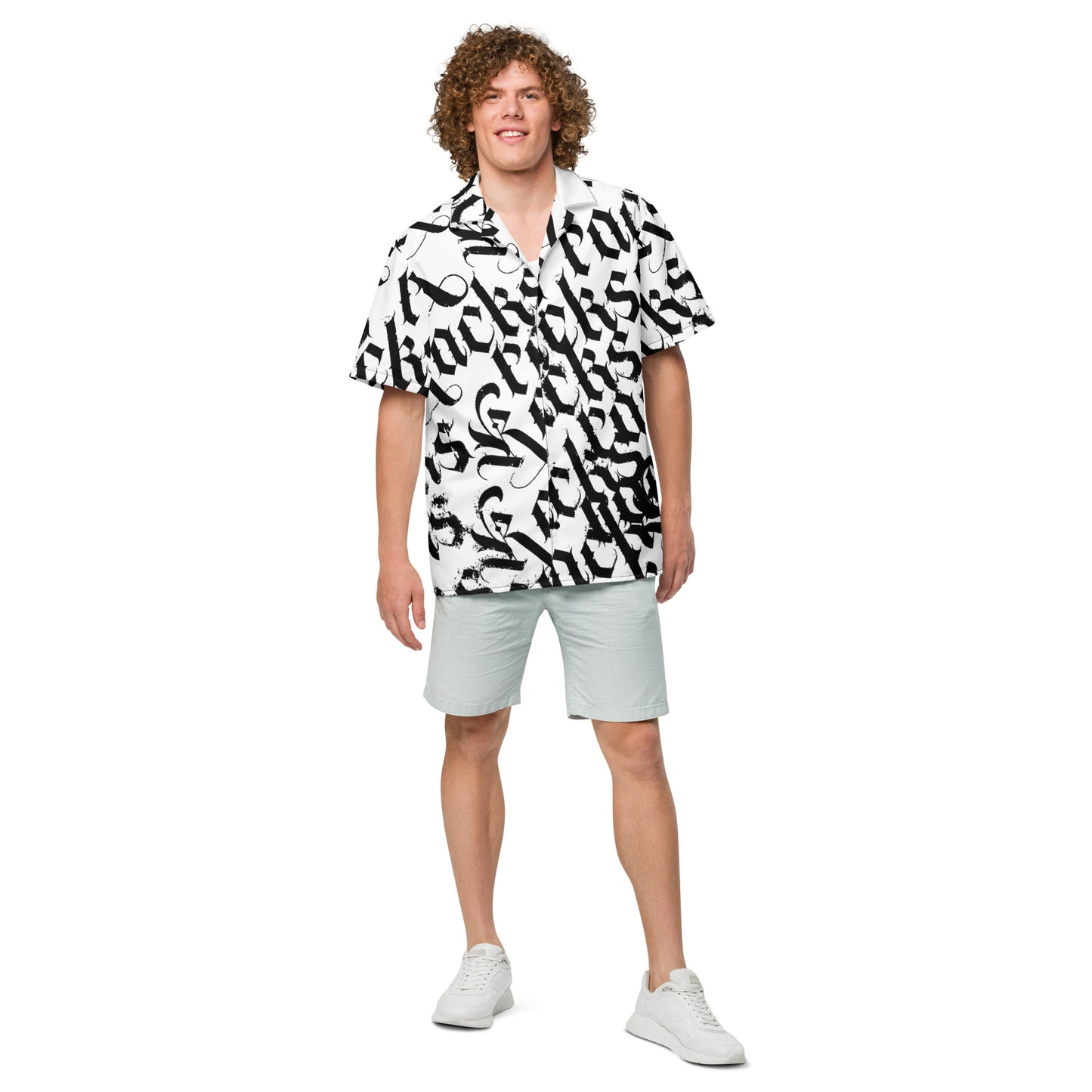 Hawaii Hemd Weiß - ''racks Calligraphy''