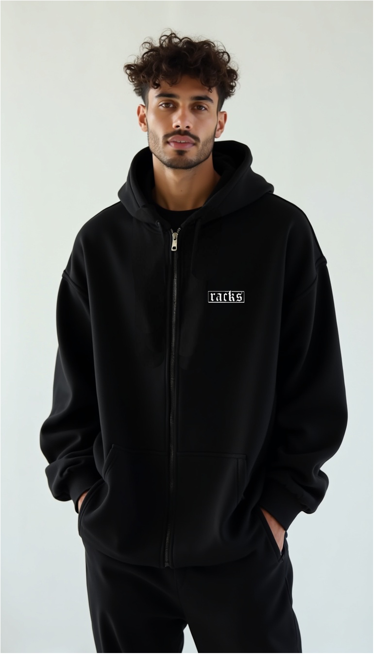 Oversize Zipper Hoodie – “racks Outta STR”