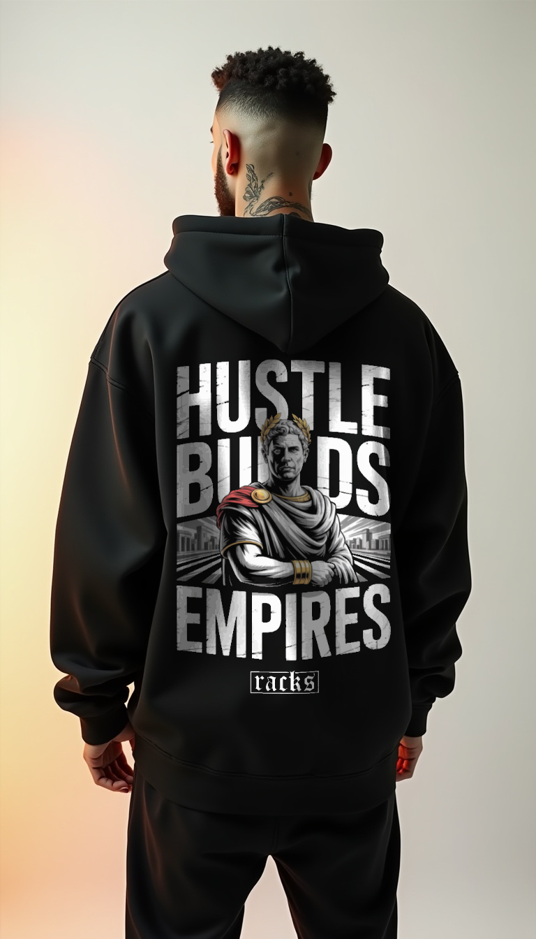Oversize Zipper Hoodie - ''Hustle Builds Empires''