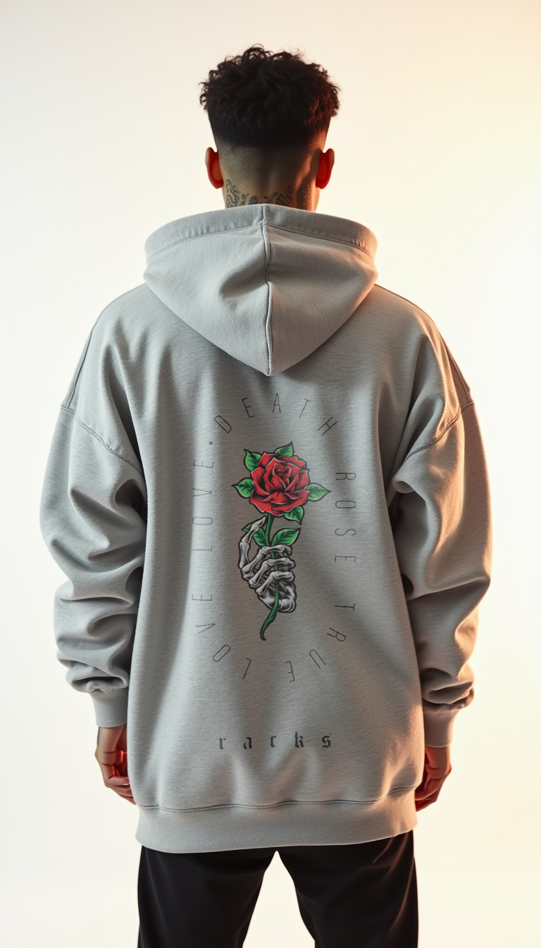 Oversize Zipper Hoodie - ''Death Rose''