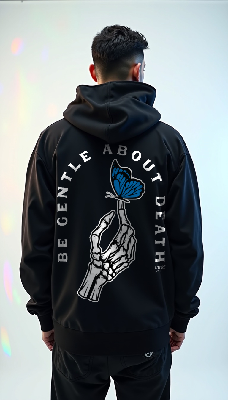 Oversize Zipper Hoodie - ''Be Gentle About Death''