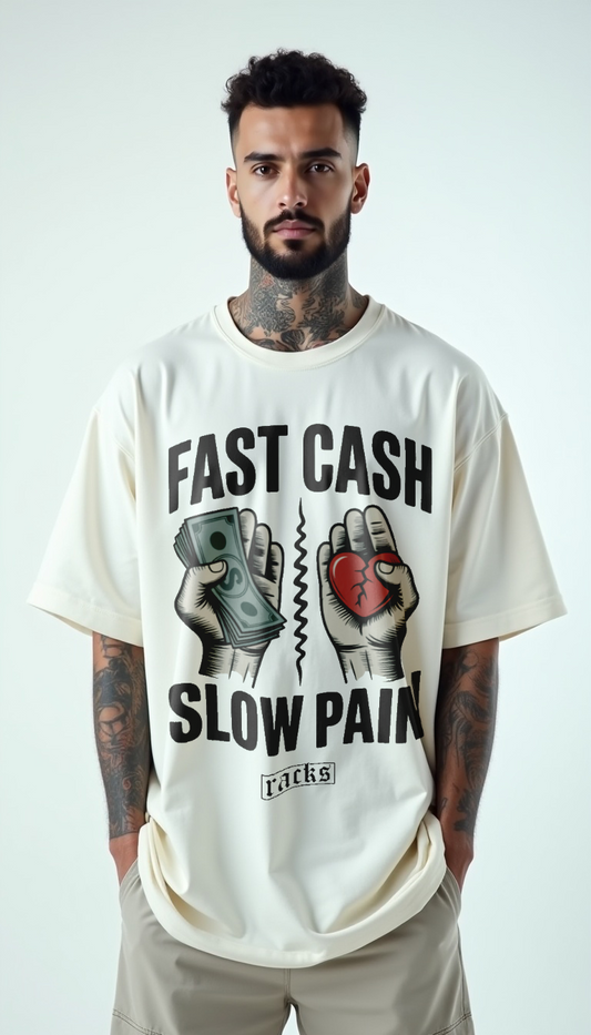 Oversize T-Shirt - ''Fast Cash Slow Pain''